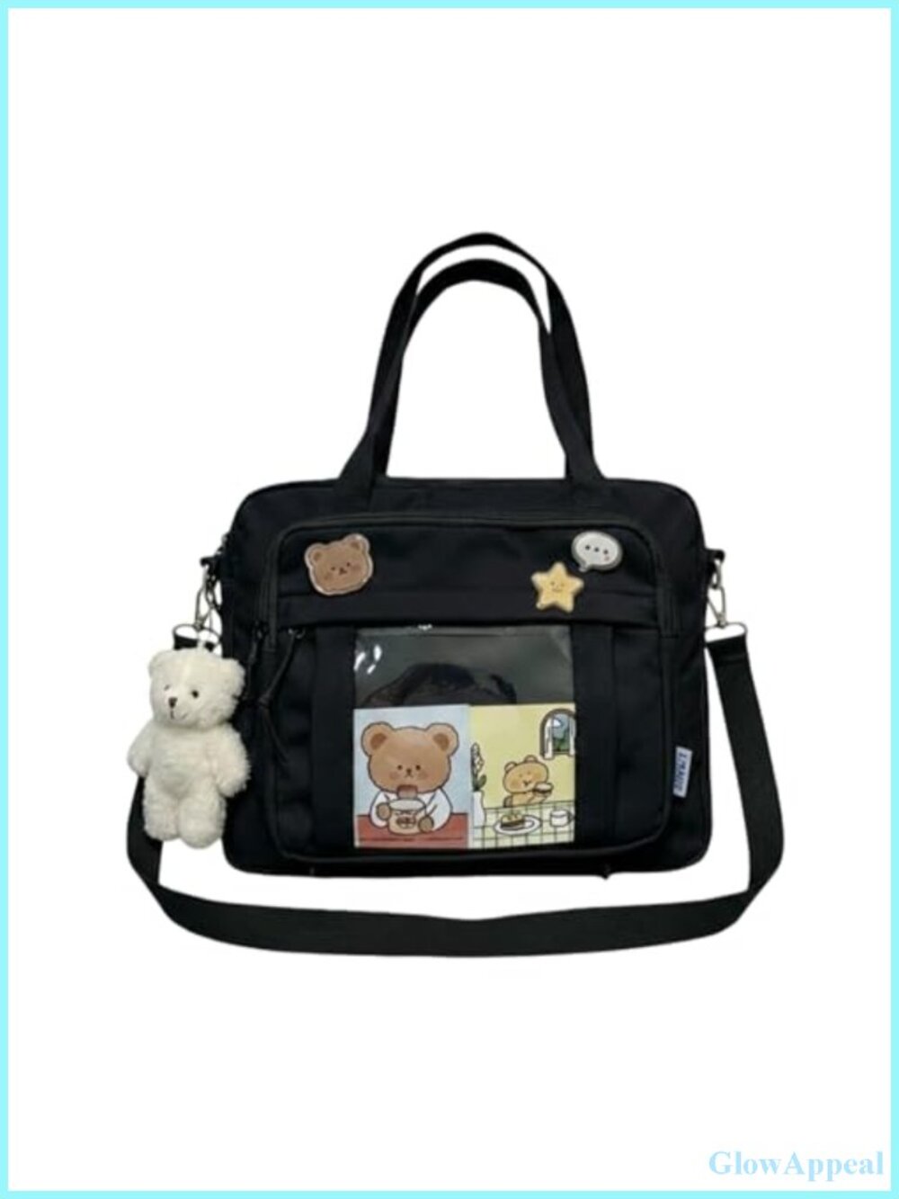 Kawaii Ita Bag Crossbody Messenger Clear Pin Display 13.4 Inch Laptop Water